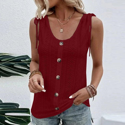 Stylisches Damen-Top mit Knöpfen und Ausschnitten