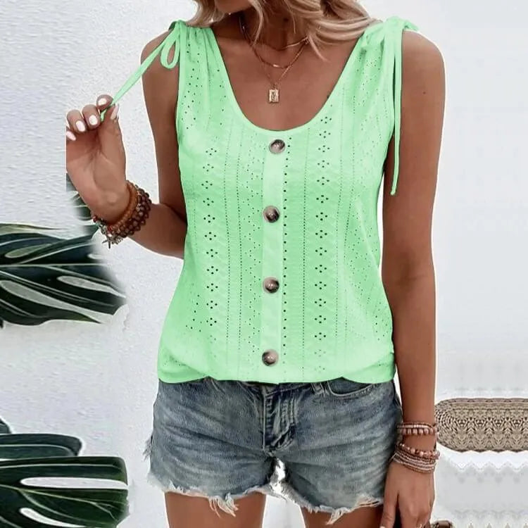 Stylisches Damen-Top mit Knöpfen und Ausschnitten