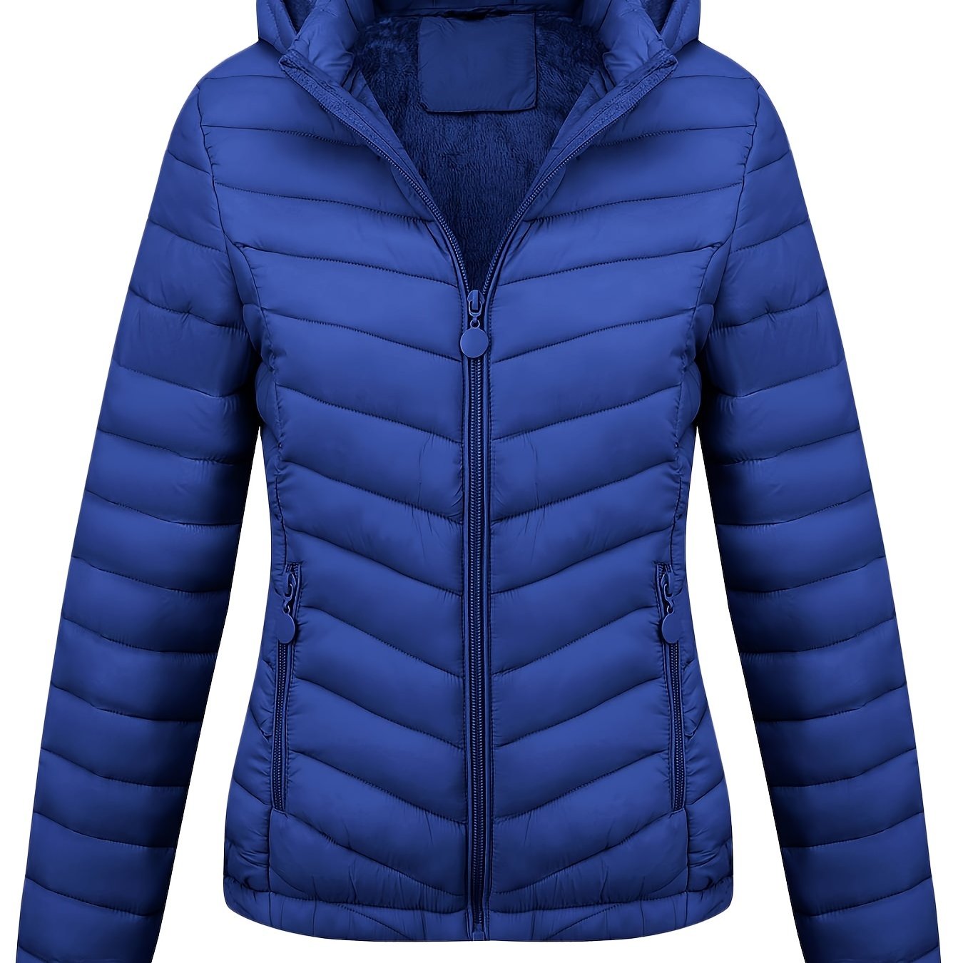 Fien | Kapuzenpuffjacke mit Reißverschluss und schrägen Taschen