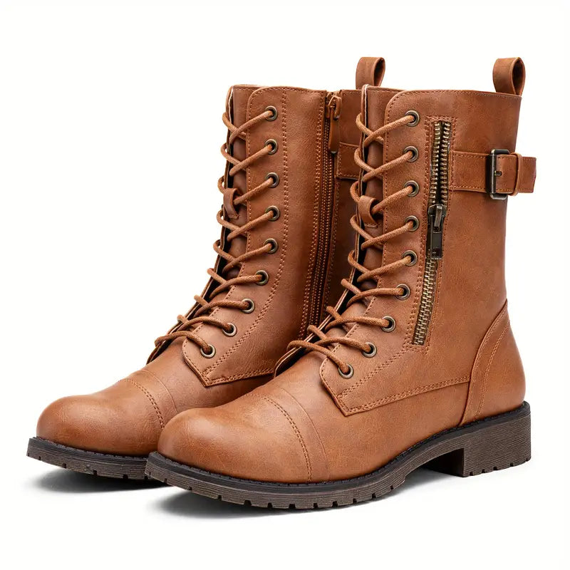 Modische Schnürstiefel mit Reißverschluss an der Seite