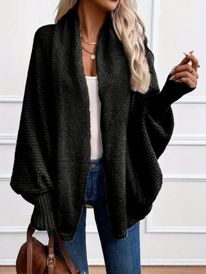 Ariadne - Einfarbige Strickjacke mit Schalkragen für Frauen