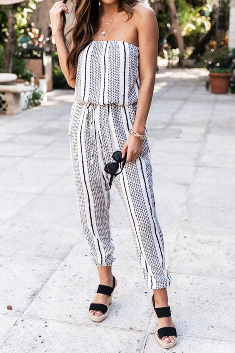 Statement Style Gestreifter Jumpsuit