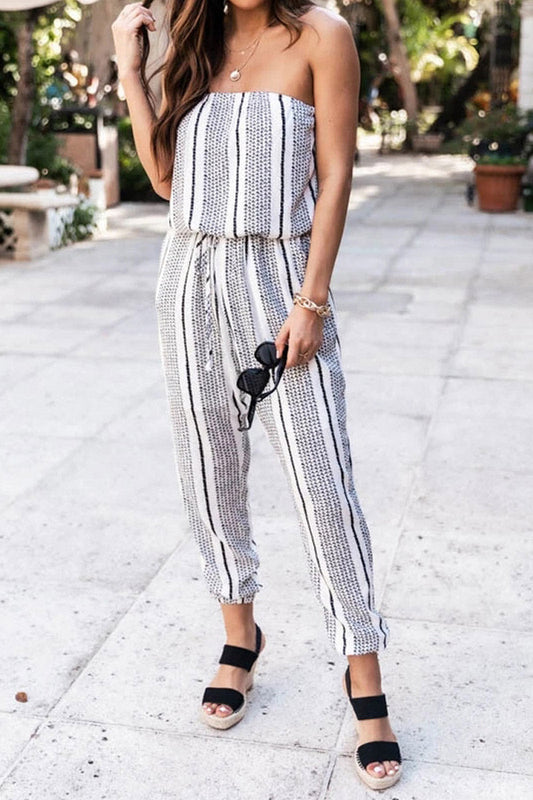 Statement Style Gestreifter Jumpsuit