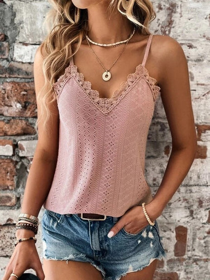 Susan - T-Shirt für Frauen mit V-Ausschnitt und Spitze