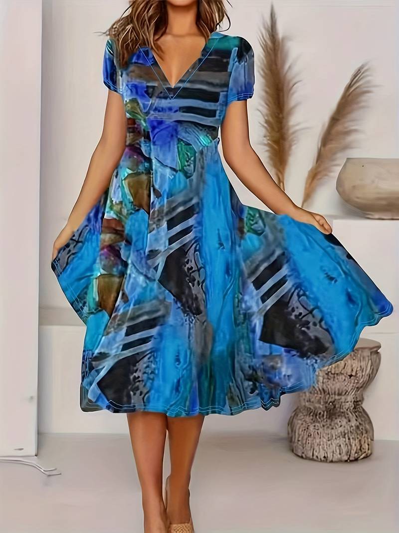 Adaline - Sommerliches Boho-Kleid mit V-Ausschnitt