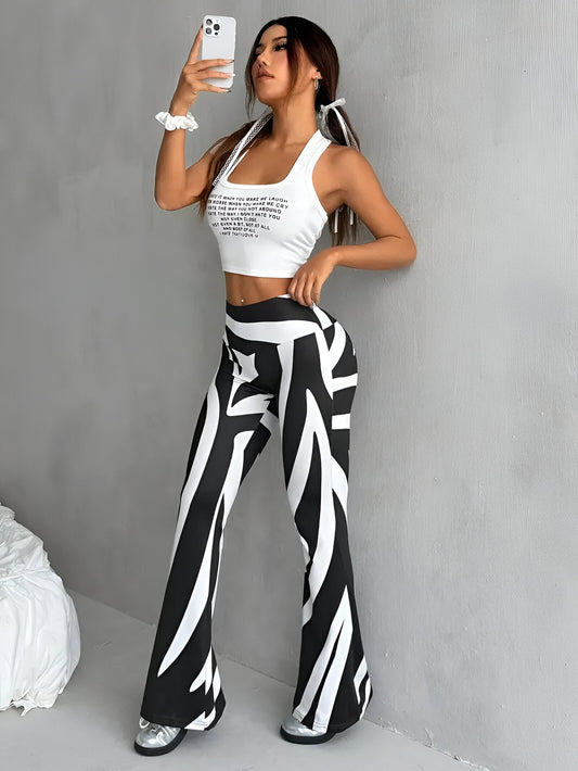 Hochtaillierte Hose mit Blumenmuster