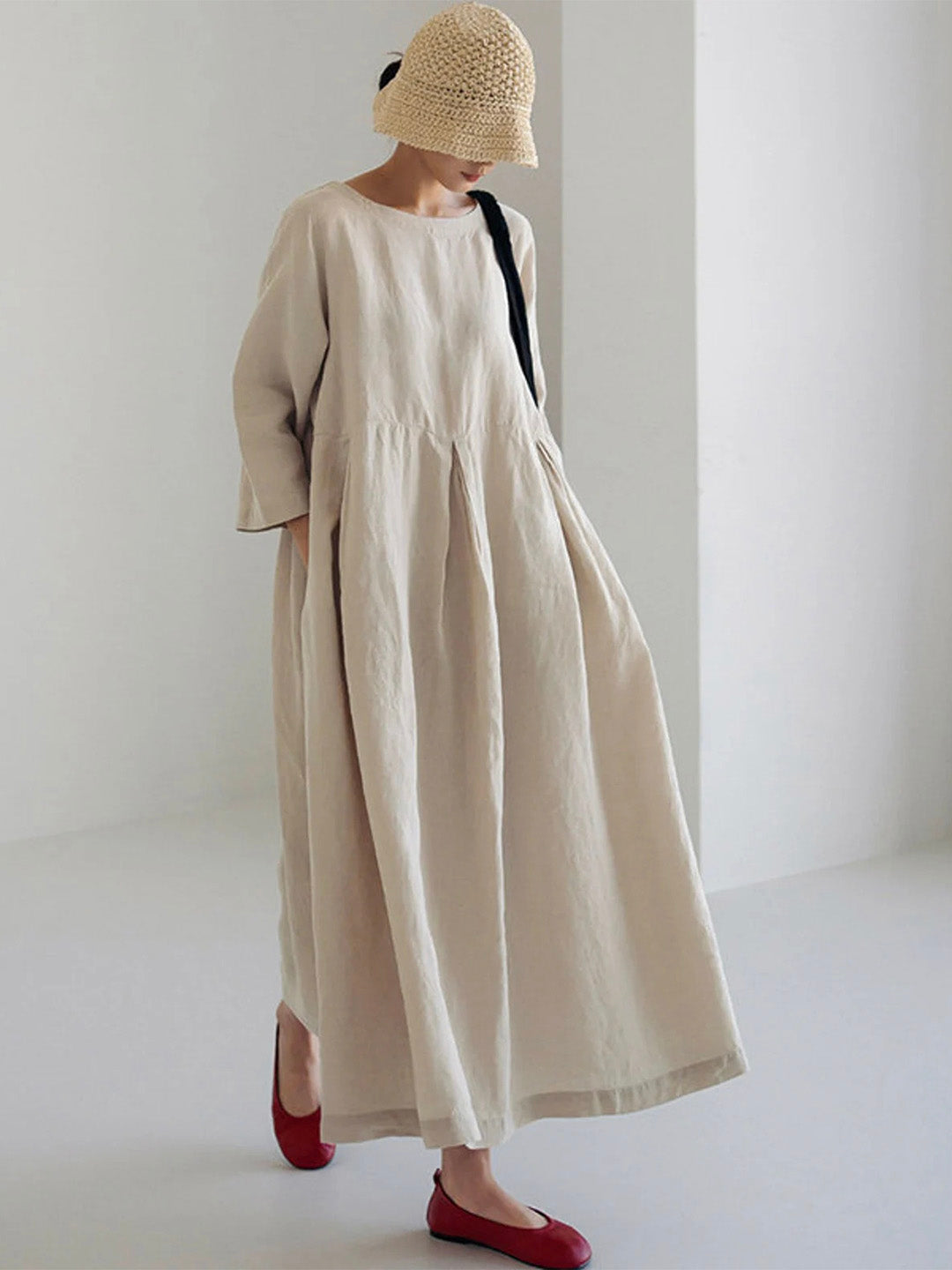 Liora | Lockeres Leinenkleid mit Seitentaschen
