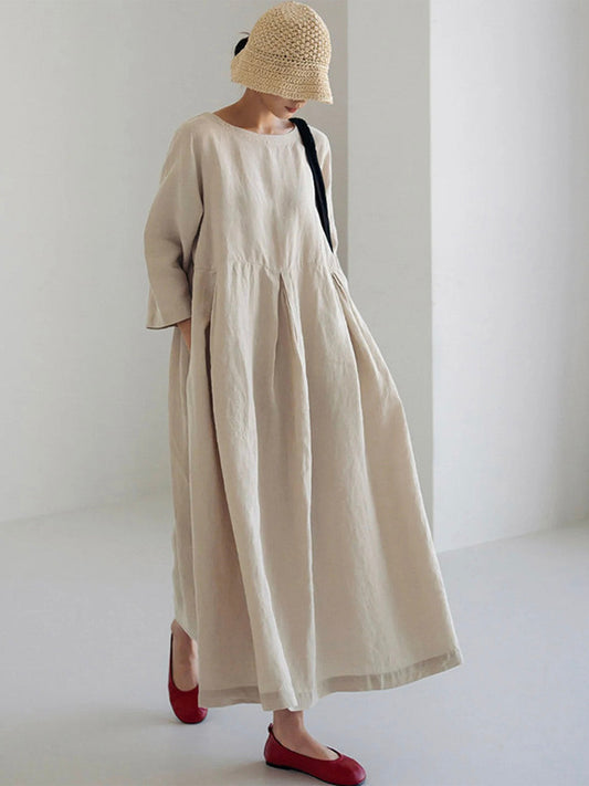 Liora | Lockeres Leinenkleid mit Seitentaschen