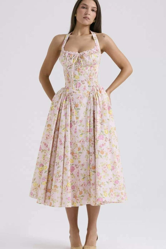 Abigail - Gemustertes Midikleid mit Rundhalsausschnitt
