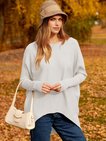 Barbara - Dolman Irregulärer und übergroßer Strickpullover mit Ärmeln für Frauen