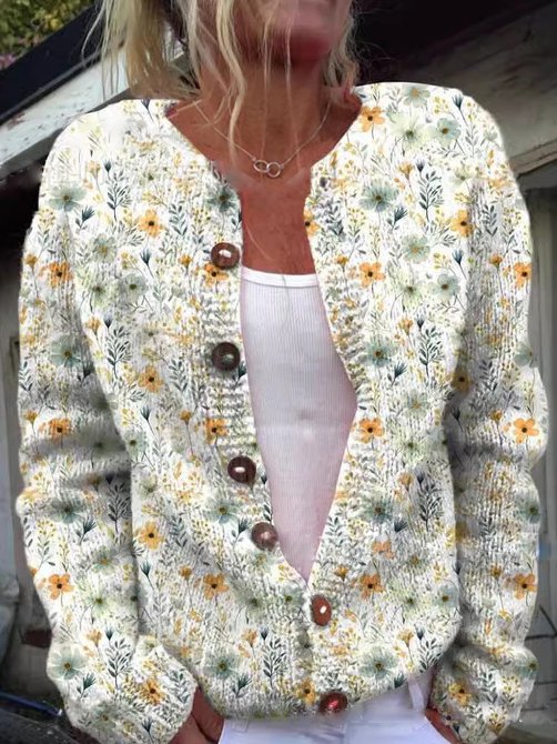 Roselind™ | Strickjacke mit Blumenmuster