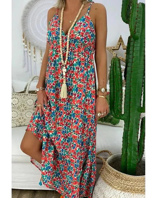 Trägerloses Kleid mit Blumendruck