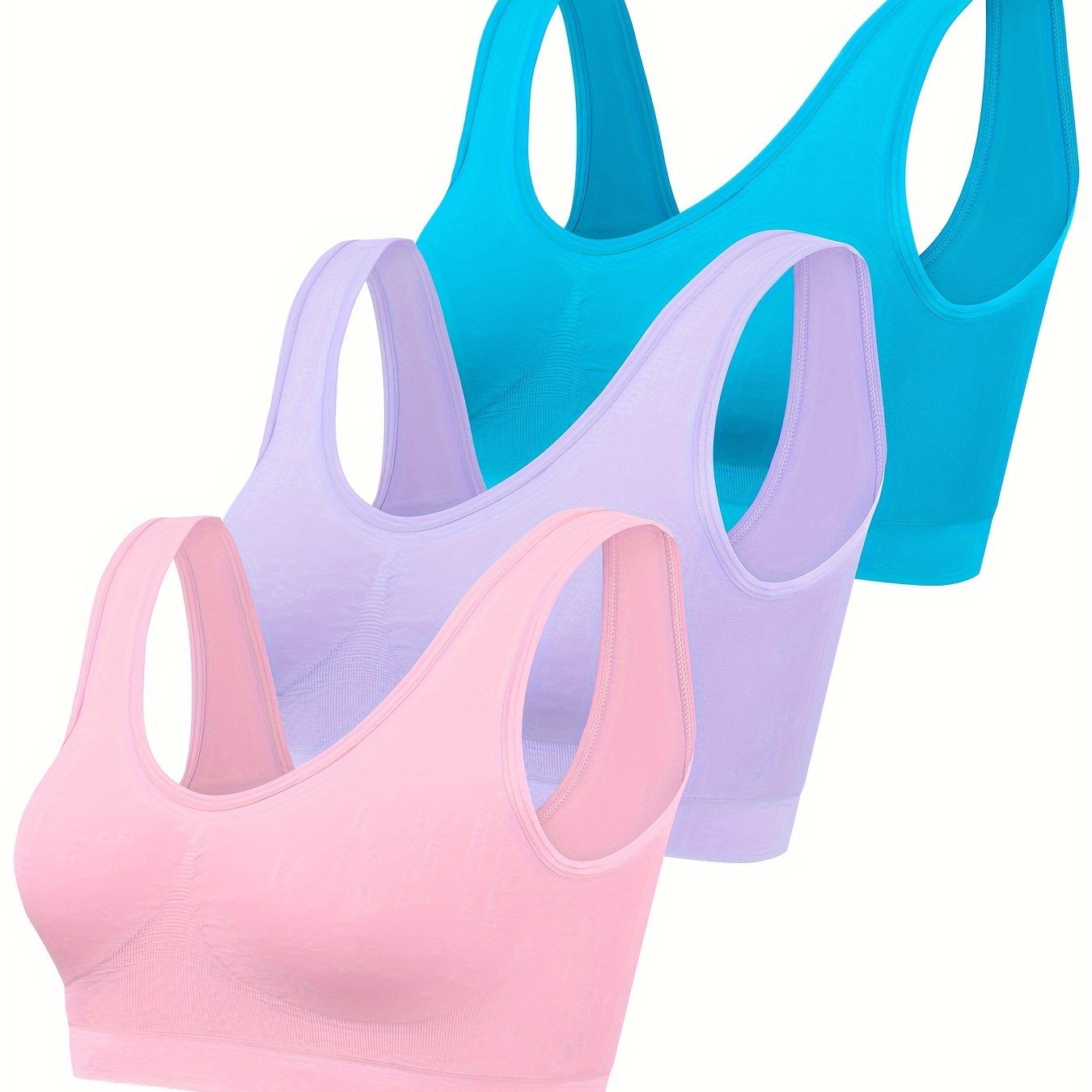 Eva | 3er Set aus einfarbigen Tanktops und nahtlosem Sport-BH
