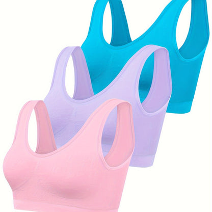 Eva | 3er Set aus einfarbigen Tanktops und nahtlosem Sport-BH