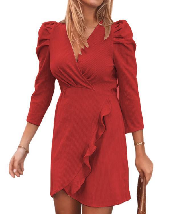 Aletta - Minikleid mit Puffärmeln und Rüschenausschnitt