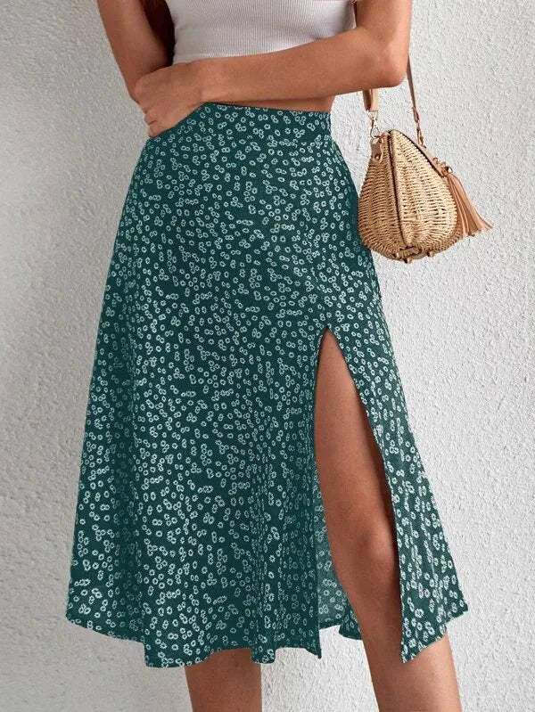 Midirock - Blumenmuster - hohe Taille, eleganter Schnitt, luftiger Stoff - perfekt für Sommertage