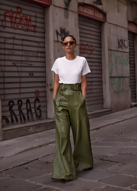 Sophia | High-Waisted Lederhose | Modisches Statement | PU-Leder