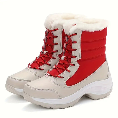 Warme, wasserdichte, plüschgefütterte Schneestiefel mit Anti-Rutsch-Traktion für Damen