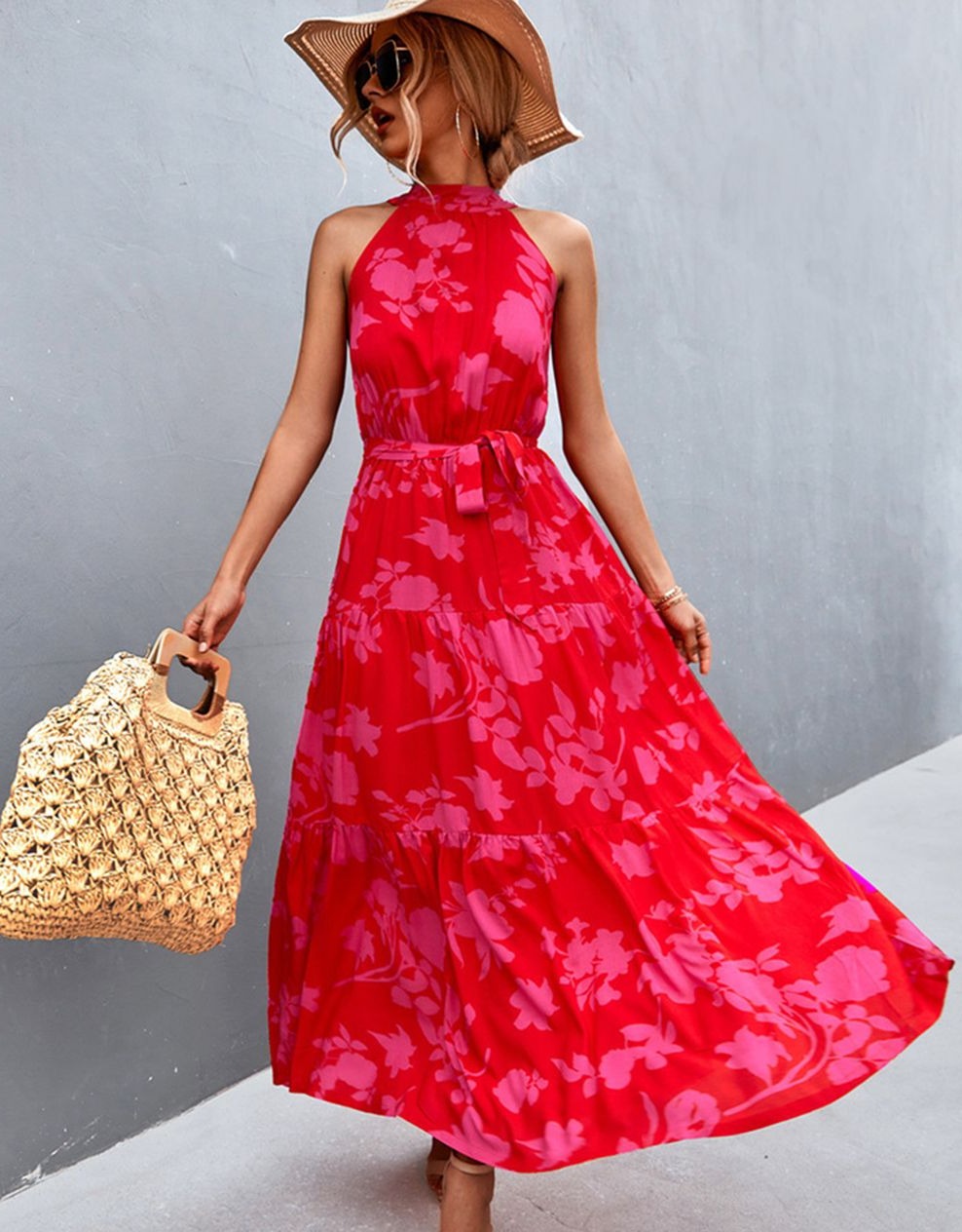Ärmelloses Kleid mit Sommerprint
