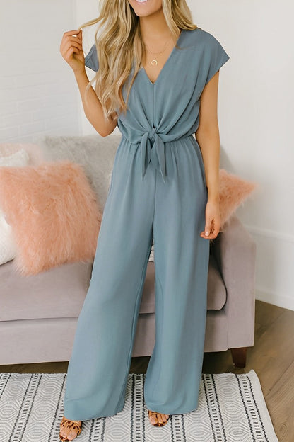 Lässiger, modischer Damen-Overall mit weitem Bein und V-Ausschnitt