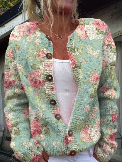Roselind™ | Strickjacke mit Blumenmuster