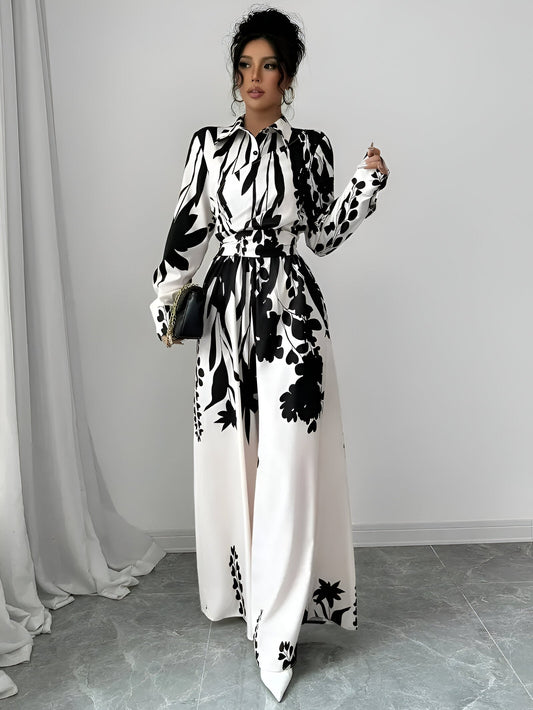 Benigna | Langärmeliger Jumpsuit mit Gürtel
