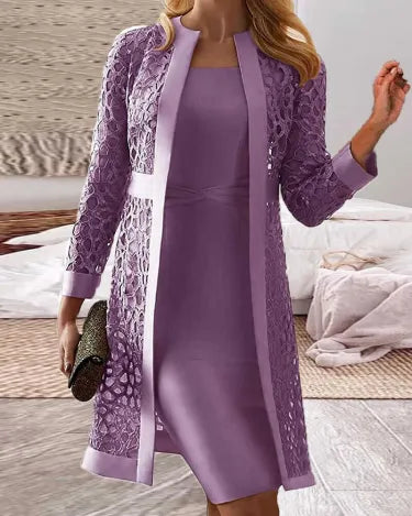 Lucy - Zweiteiliges Spitzen-Strickjacken-Kleid für Damen