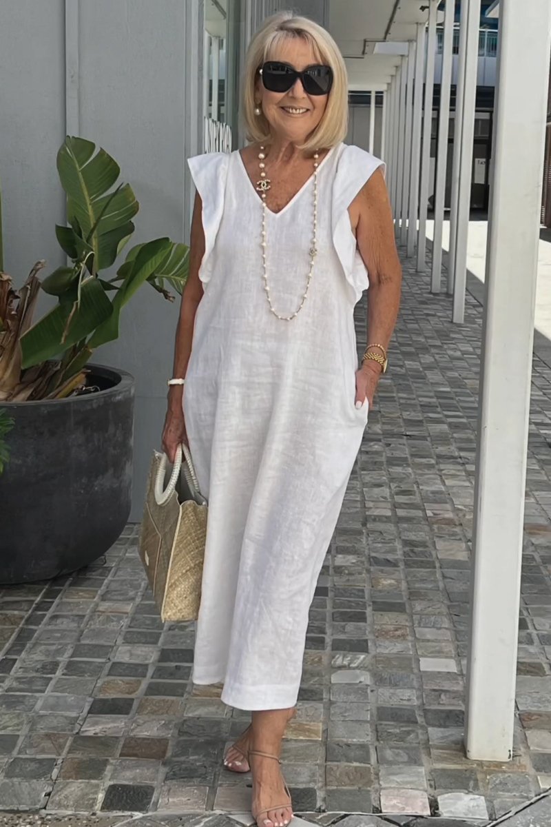 Freizeitkleid aus Baumwolle und Leinen