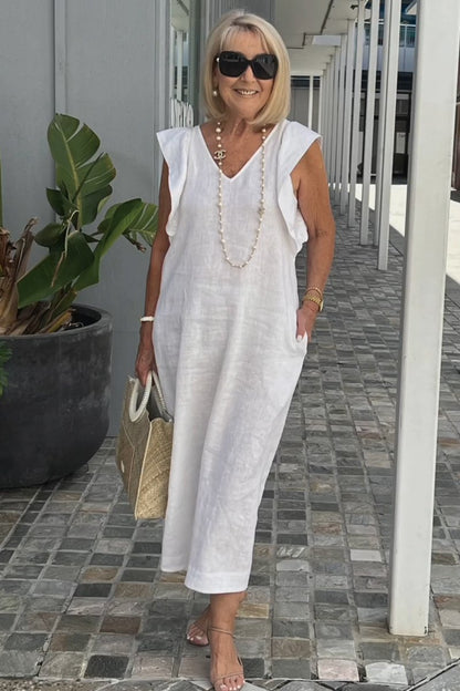 Freizeitkleid aus Baumwolle und Leinen