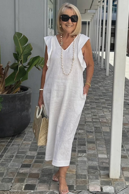 Freizeitkleid aus Baumwolle und Leinen