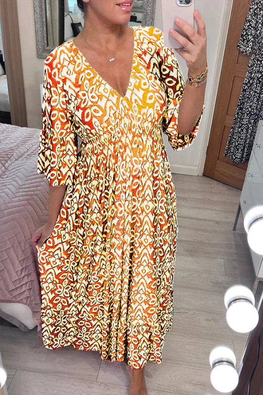 Flora - Lässiges geblümtes Kleid mit V-Ausschnitt