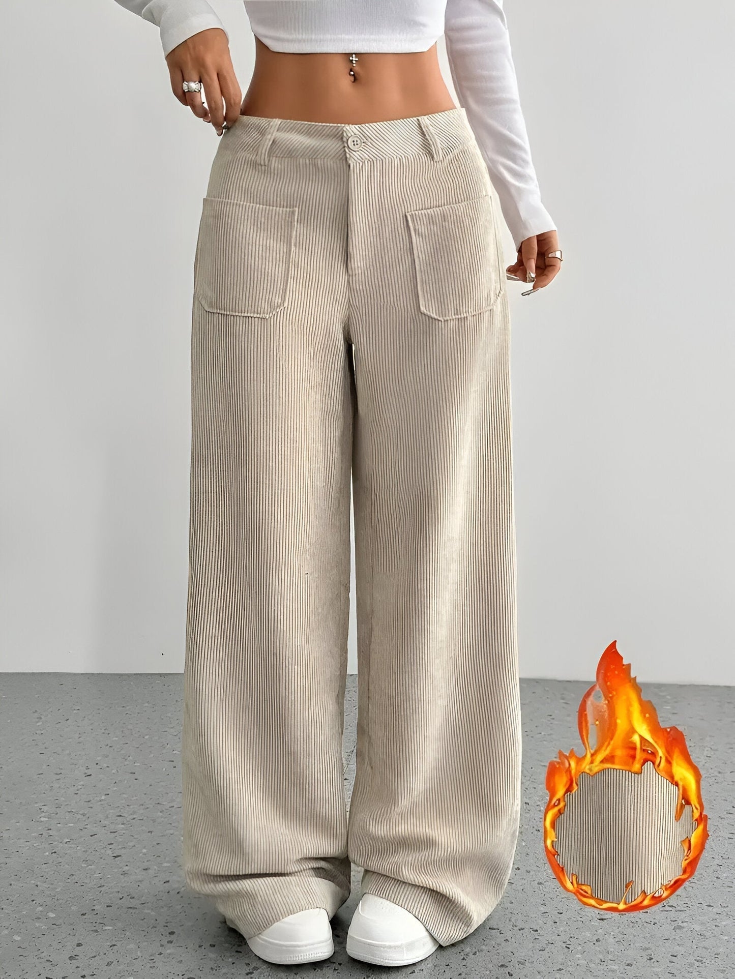 Gizelle | Lässige Kordhose mit weitem Bein