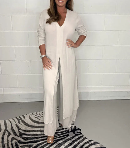 ELISSE | Casual 2-teiliges Set: langes Oberteil, passende Hose