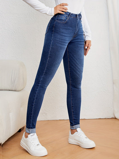 Mila | Damenjeans mit hoher Taille und schmaler Passform