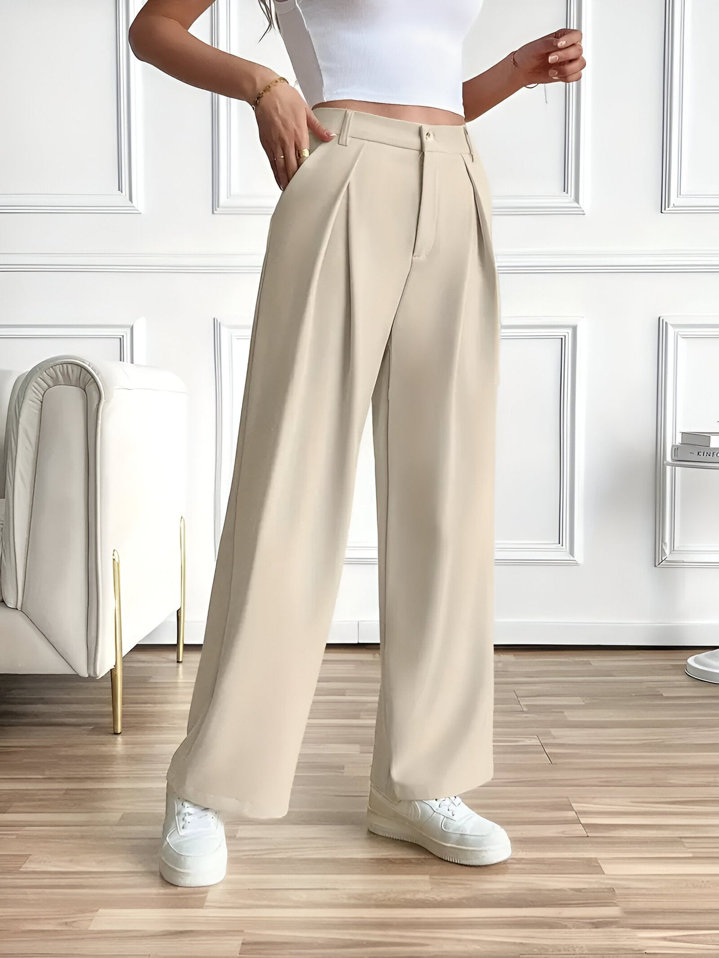 Catriona | Elegante Hose mit geradem Bein, Bundfalten und Taschen