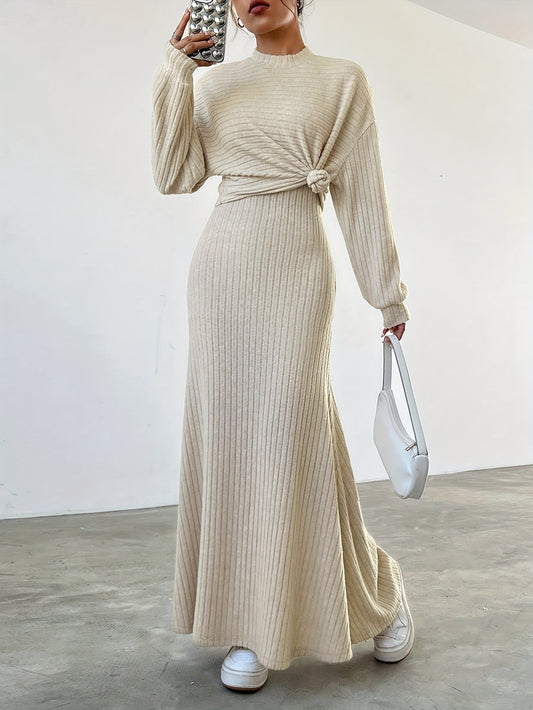 Anna - Langärmeliges Rundhals-Top und Maxi-Top-Kleid für Frauen Perfekt für Herbst und Winter