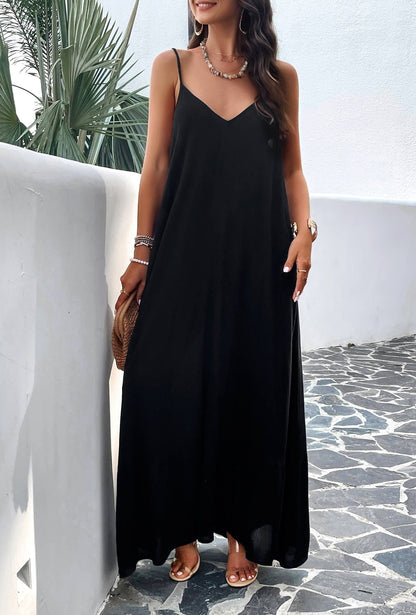 Fließendes Maxikleid mit Seitentaschen