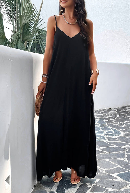 Fließendes Maxikleid mit Seitentaschen