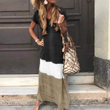 Haelle - Lässiges mehrfarbiges Boho-Maxikleid