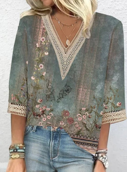 Luna | Boho-Chic V-Ausschnitt Sommerbluse