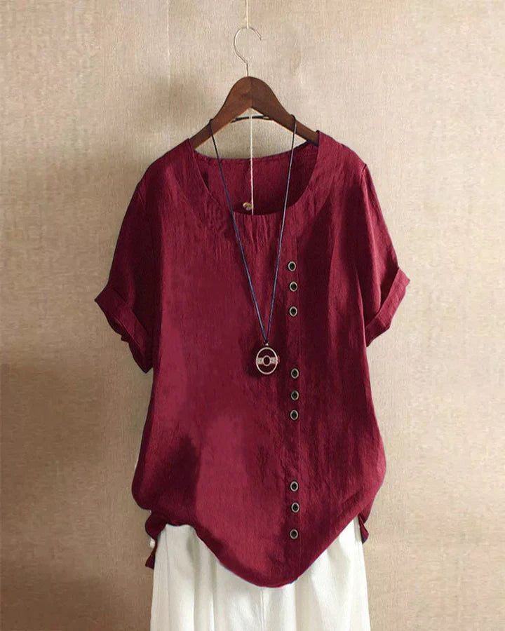 Carmella | Stylische Bluse mit Rundhalsausschnitt und Knöpfen