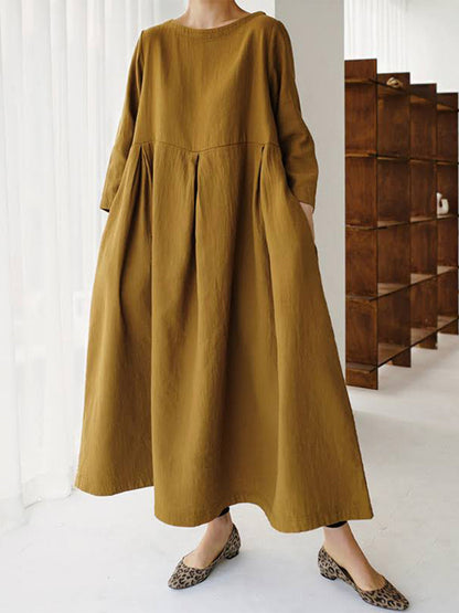 Liora | Lockeres Leinenkleid mit Seitentaschen