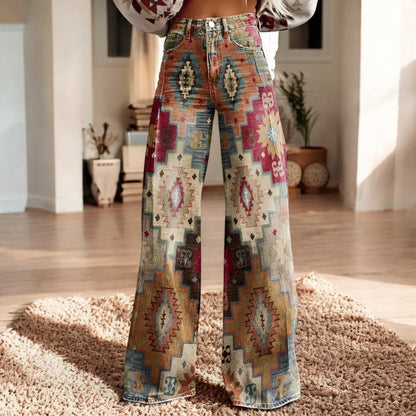 Luna | Weite Hose mit Blumendruck | Boho Chic | Weicher Stoff