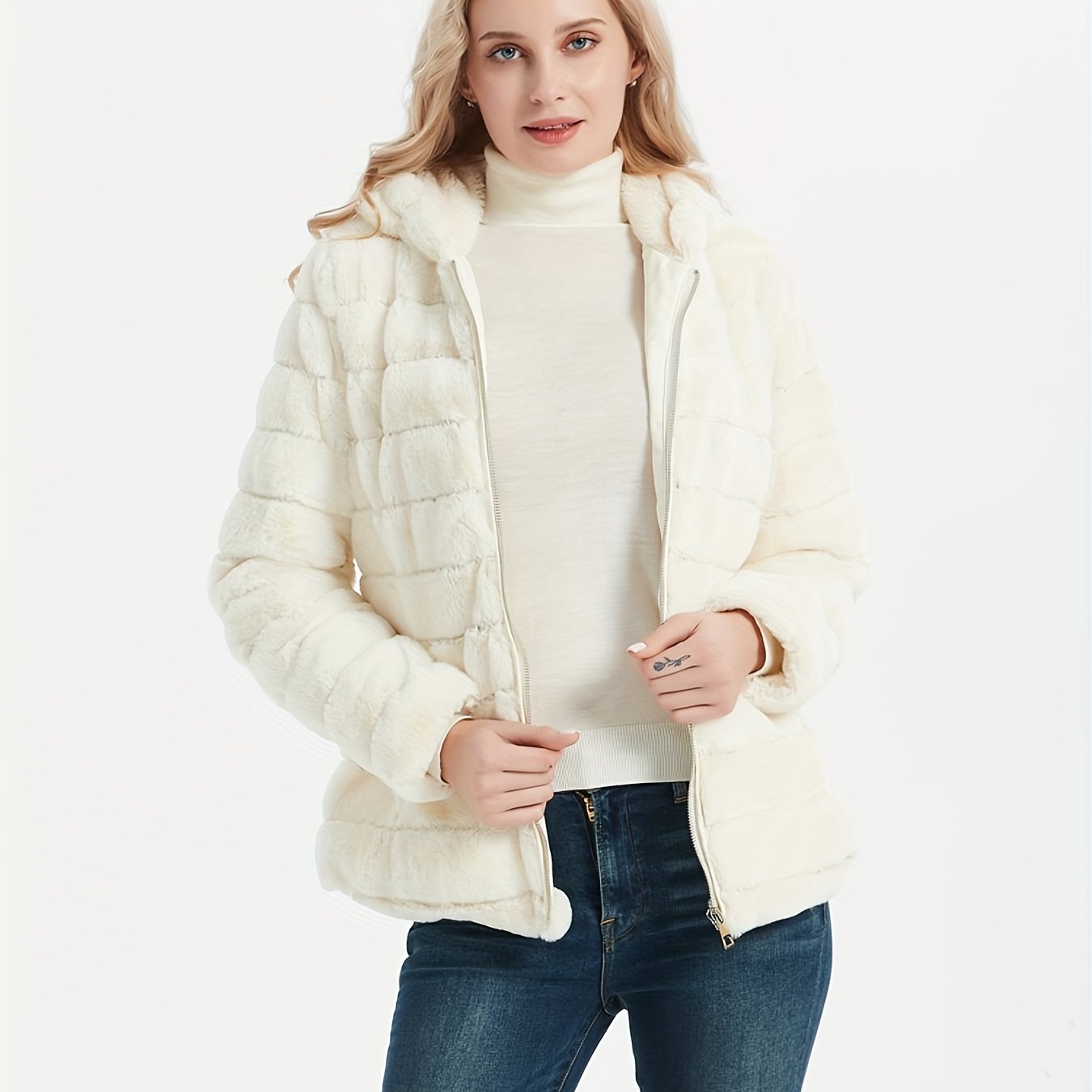 Elise | Stylischer unifarbener Teddymantel