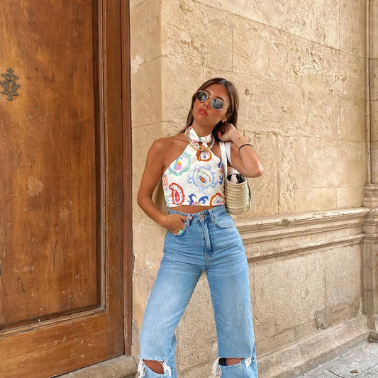 Hailey Halter Top | Ein sommerlich-buntes Top