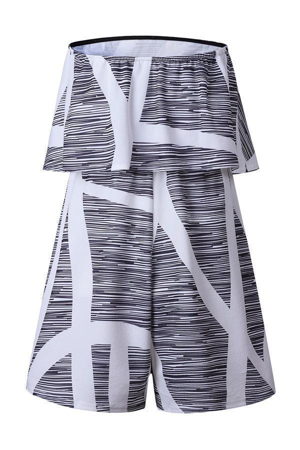 Casual marmorierter Off-Shoulder-Overall