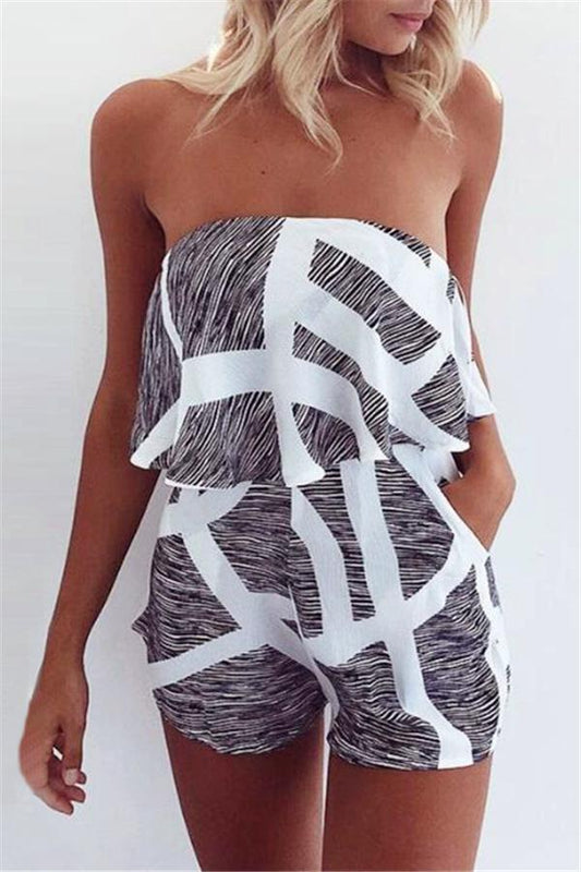 Casual marmorierter Off-Shoulder-Overall