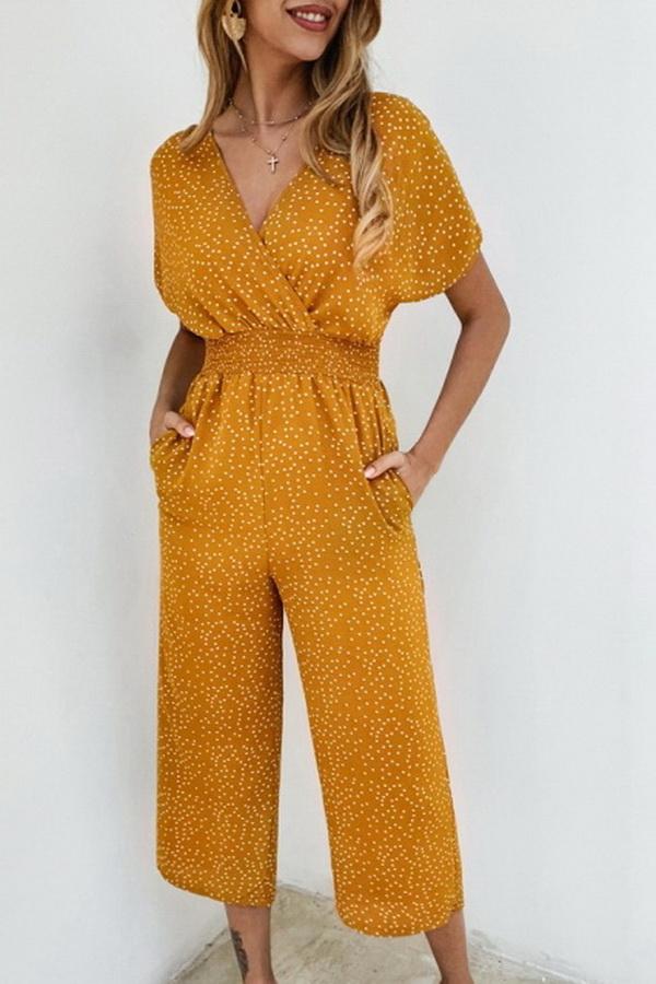 Casual bedruckter Jumpsuit mit Brusttasche