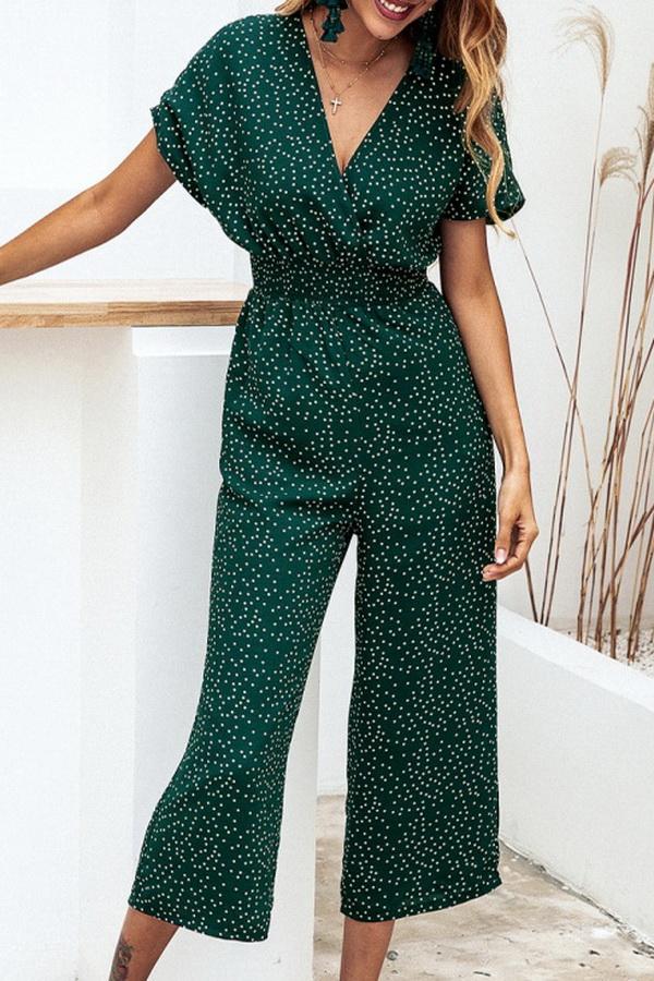 Casual bedruckter Jumpsuit mit Brusttasche