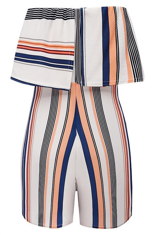 Casual gestreifter Off-the-Shoulder-Jumpsuit